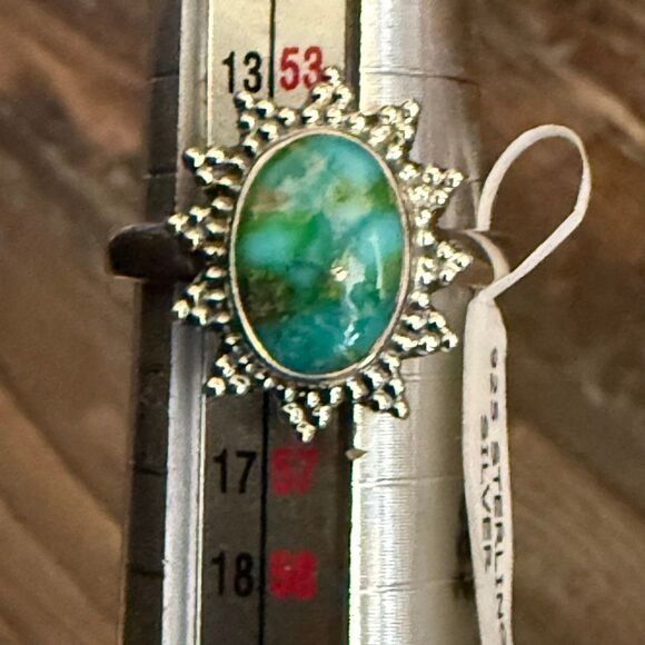 Southwestern Sunburst Ring – Sonoran Gold Turquoise & Sterling Silver Size 7 New - Picture 2 of 5